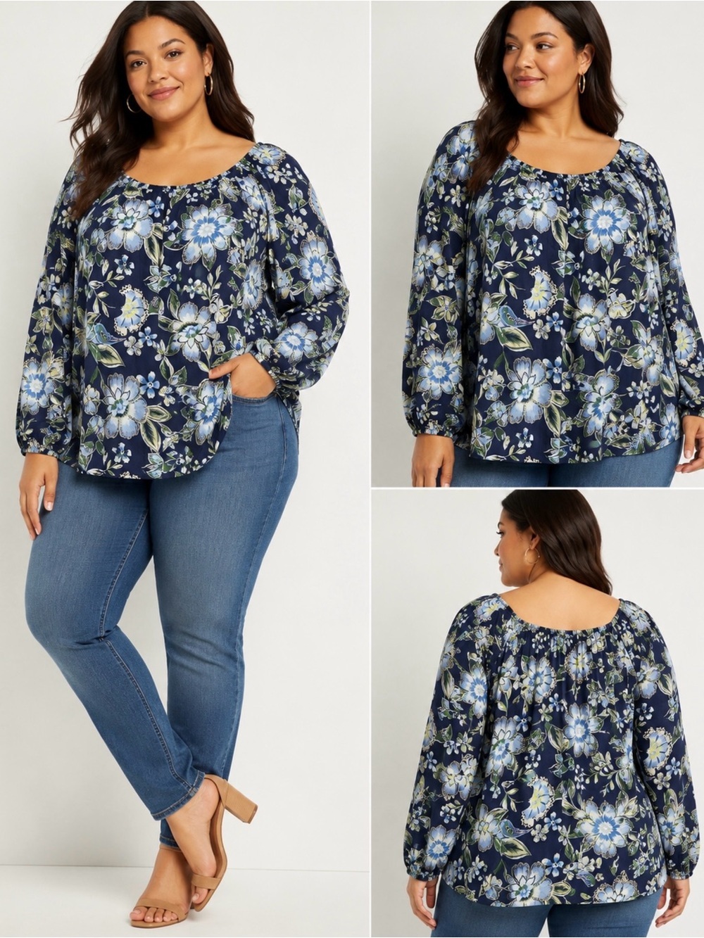 Lane Bryant Floral Peasant Blouse 100% Cotton Size 18/20 NWT